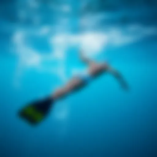 Dynamic underwater shot showcasing the power of swimming with fins