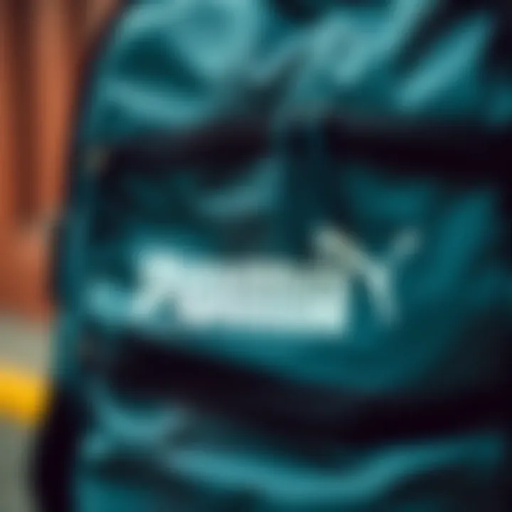 Puma Backpack Features Close-up of Puma backpack features including zippers and compartments