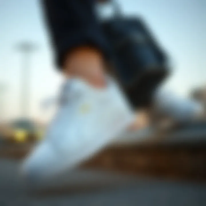 Fashionable outfit paired with Puma white sneakers