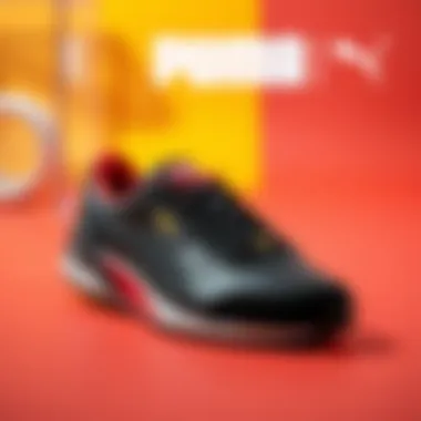 Stylish Puma shoes displayed on a vibrant background