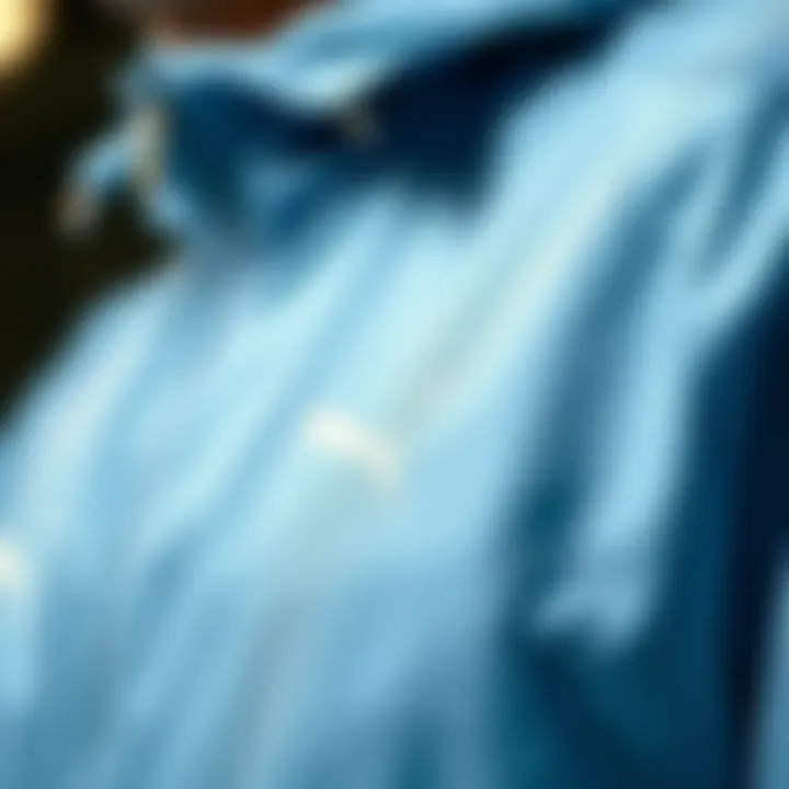 Close-up of fabric and stitching details on the jacket