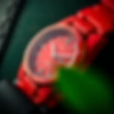 Detailing Excellence: Features of Puma Red Watch Close-up of Puma red watch features