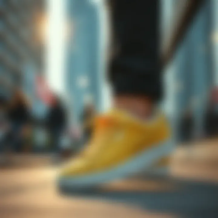 Puma Suede Mayu shoes in a dynamic urban setting