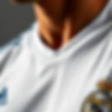 Close-up of the fabric quality of Real Madrid jersey