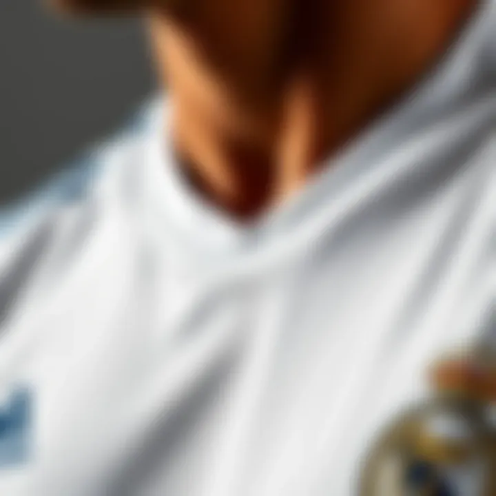Close-up of the fabric quality of Real Madrid jersey
