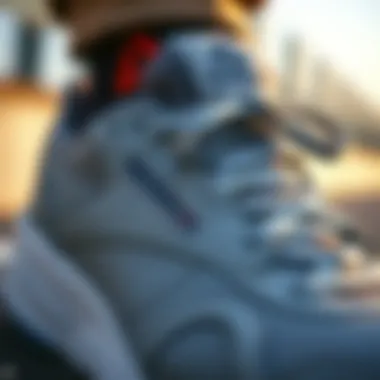 Close-up of high-quality materials used in Reebok shoes
