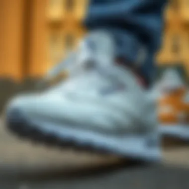 Close-up of Reebok shoe detailing showcasing quality