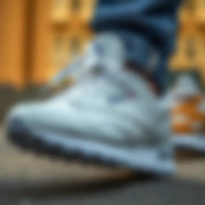 Close-up of Reebok shoe detailing showcasing quality