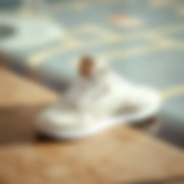 Elegant white Reebok shoes on a stylish surface