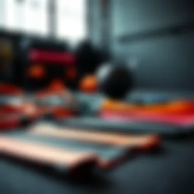 Various resistance bands laid out for workout routines