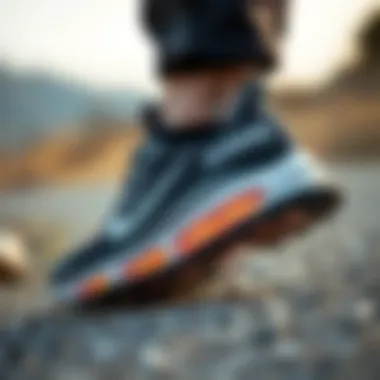 Close-up of advanced cushioning technology in running shoes.