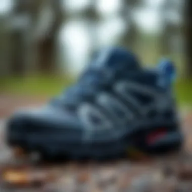 Close-up of Salomon children's shoe features.