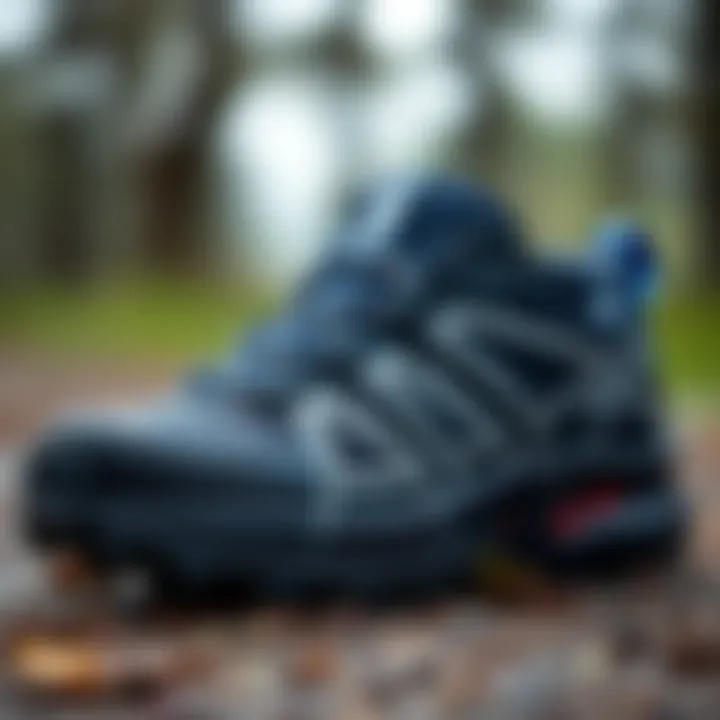 Close-up of Salomon children's shoe features.