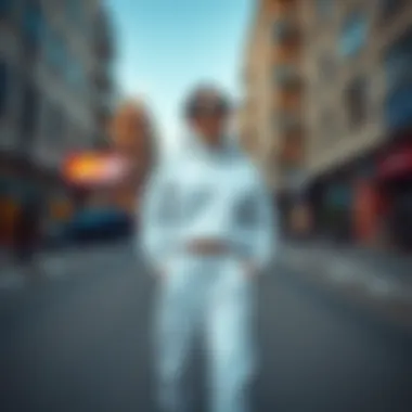 Stylish samba white athletic gear in an urban setting