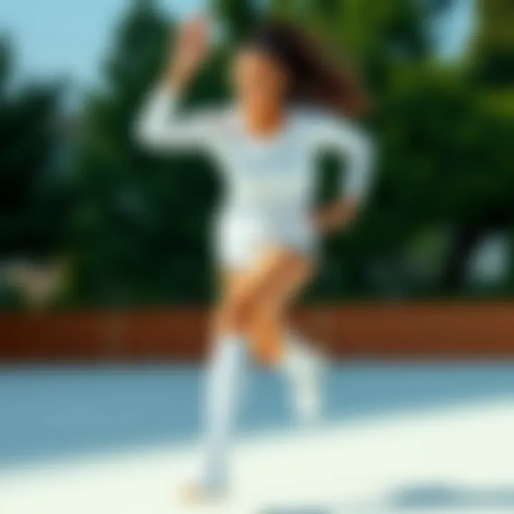 Dynamic movement captured in samba white sports apparel