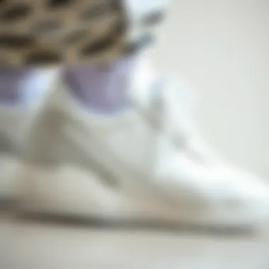 Close-up of samba white footwear highlighting innovation