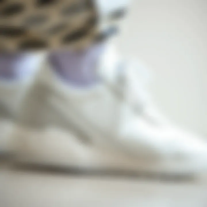 Close-up of samba white footwear highlighting innovation
