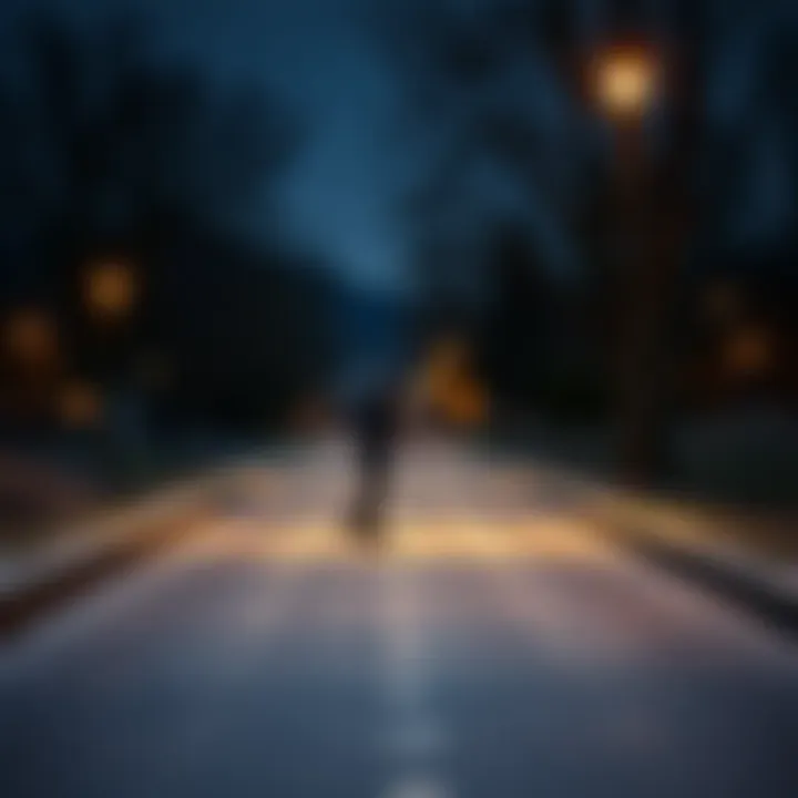 A scenic skating path emphasizing tranquility and focus