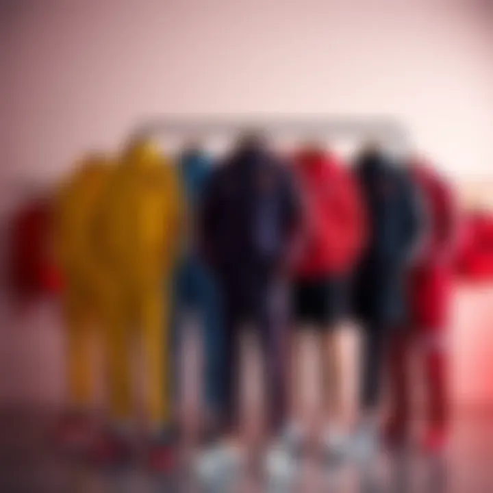 Fashionable arrangement of Sivasspor tracksuits showcasing various colors