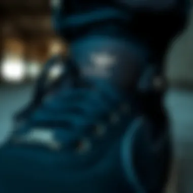 Intricate Detailing on Black Air Force Shoes Close-up of the intricate detailing on black Air Force shoes