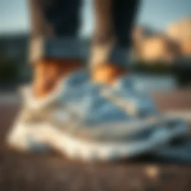 Close-up of Skechers shoes with innovative design features