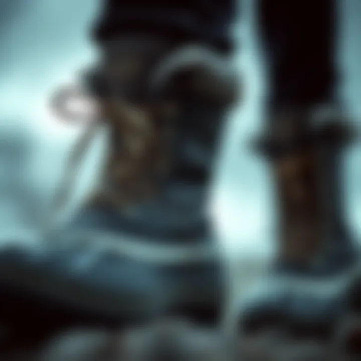 Close-up view of Sorel boot detailing