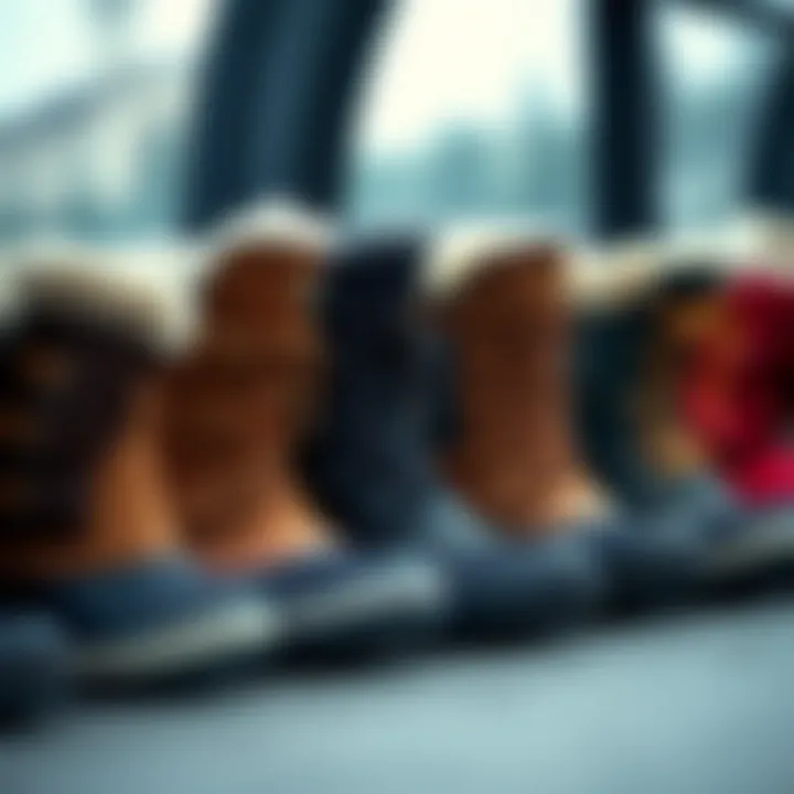 Various models of Sorel boots lined up