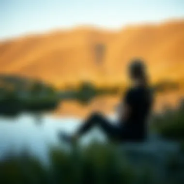 A serene landscape encouraging mental relaxation after physical exertion.