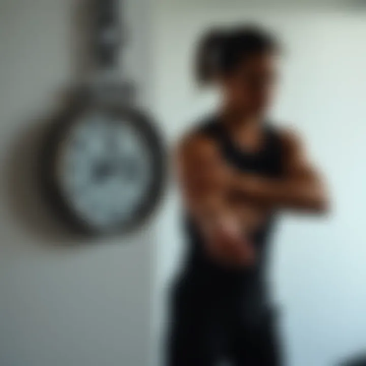 An illustration depicting a timer and a person stretching after a workout.