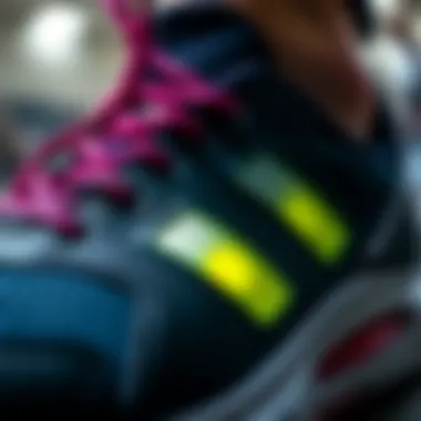 Close-up of athletic shoe features highlighting cushioning and support