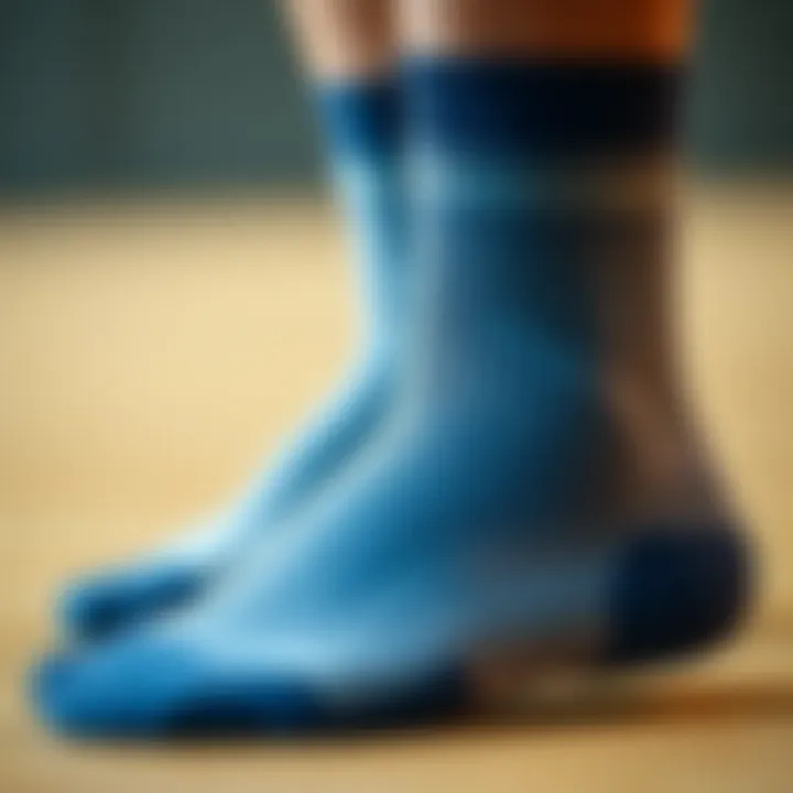 A close-up of high-performance sports socks showcasing advanced fabric technology.