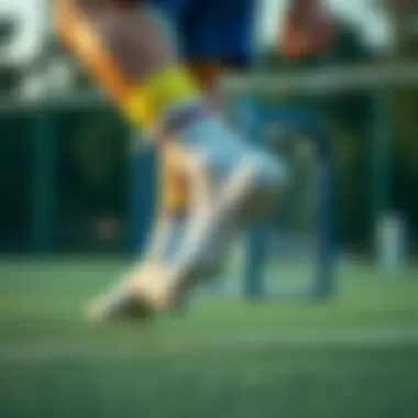 An athlete wearing stylish sports socks while in motion.