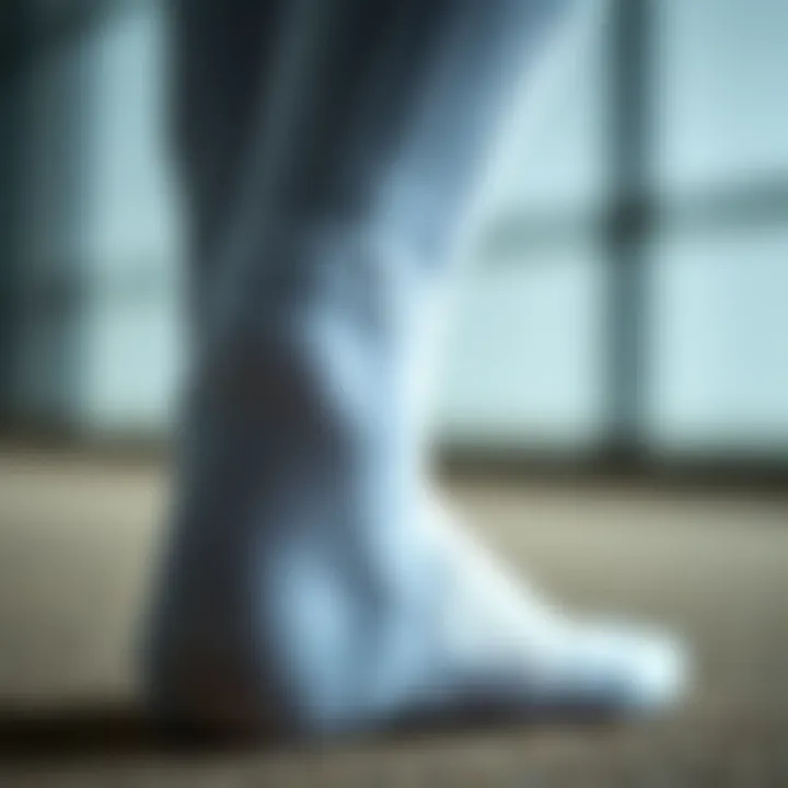 Detailed view of the cushioning and support features in premium sports socks.