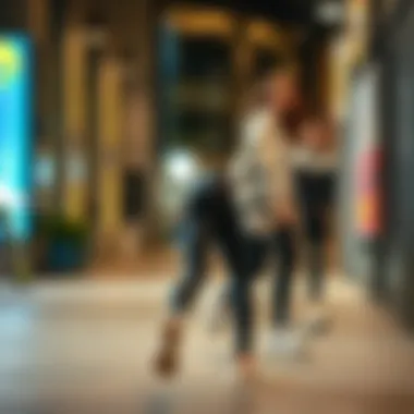 Stylish leggings displayed in a fashionable urban environment