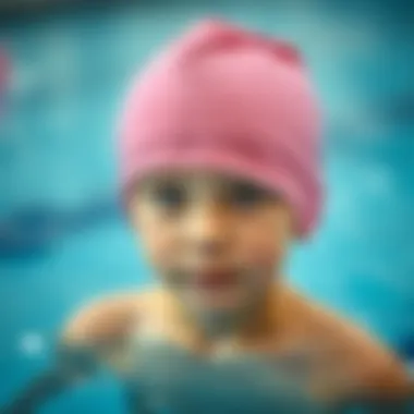 Close-up of a swim cap showcasing its comfortable material and design