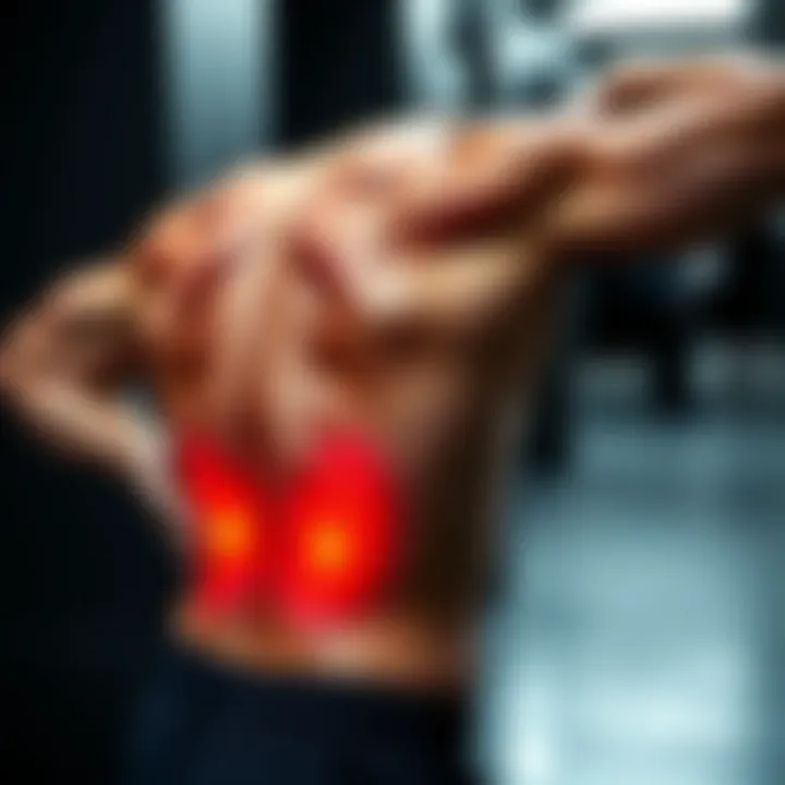 Visual representation of tension in back muscles due to stress