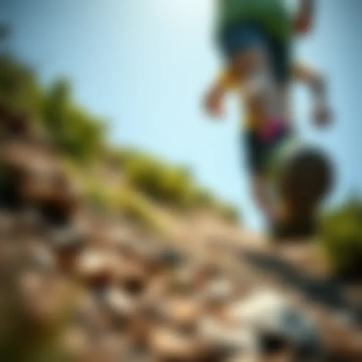 Athlete wearing Terrex Swift R3 shoes during a challenging outdoor activity