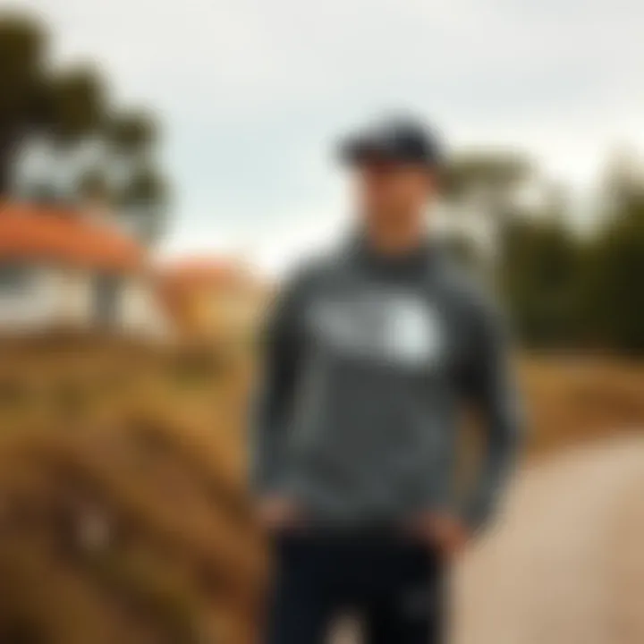 Stylish North Face sweatshirt in an outdoor setting