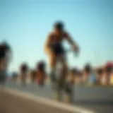 A dynamic view of a triathlon event showcasing participants in action.