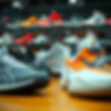 Different basketball shoe brands displayed