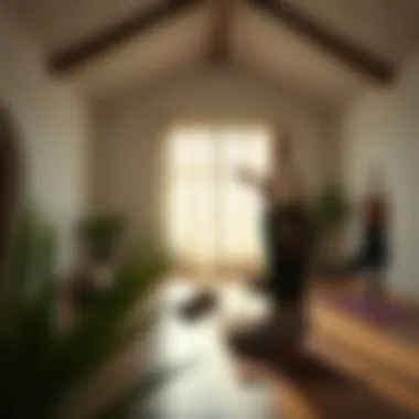 The serene environment of a yoga class