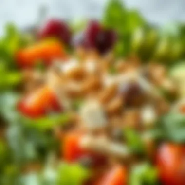 Close-up of the fresh and nutritious components of the rich salad.