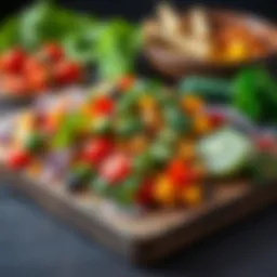 A vibrant display of rich salad ingredients on a wooden board.