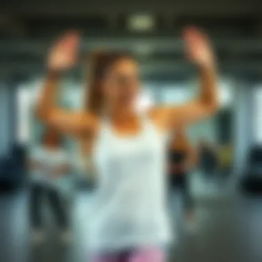 Instructor demonstrating Zumba moves